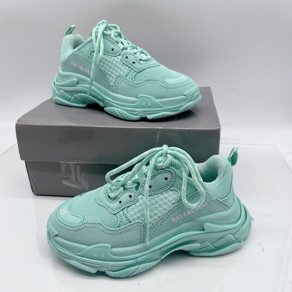Balenciaga Triple S Kids Sneaker Mint Green EU 30 US 12.5 * NEW in box - Picture 2 of 13